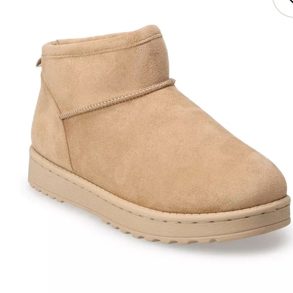 NIB SO Lupita Women's Cozy Mini Boots Tan Sz 9
